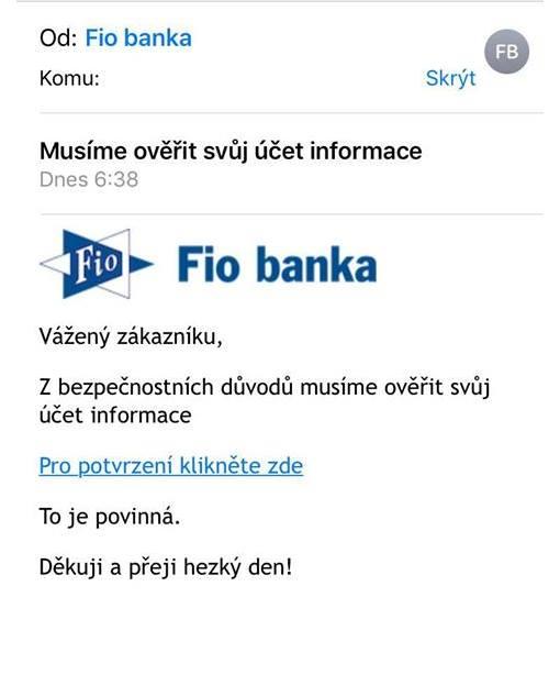 Dejte si pozor na falešné e-maily od FIO